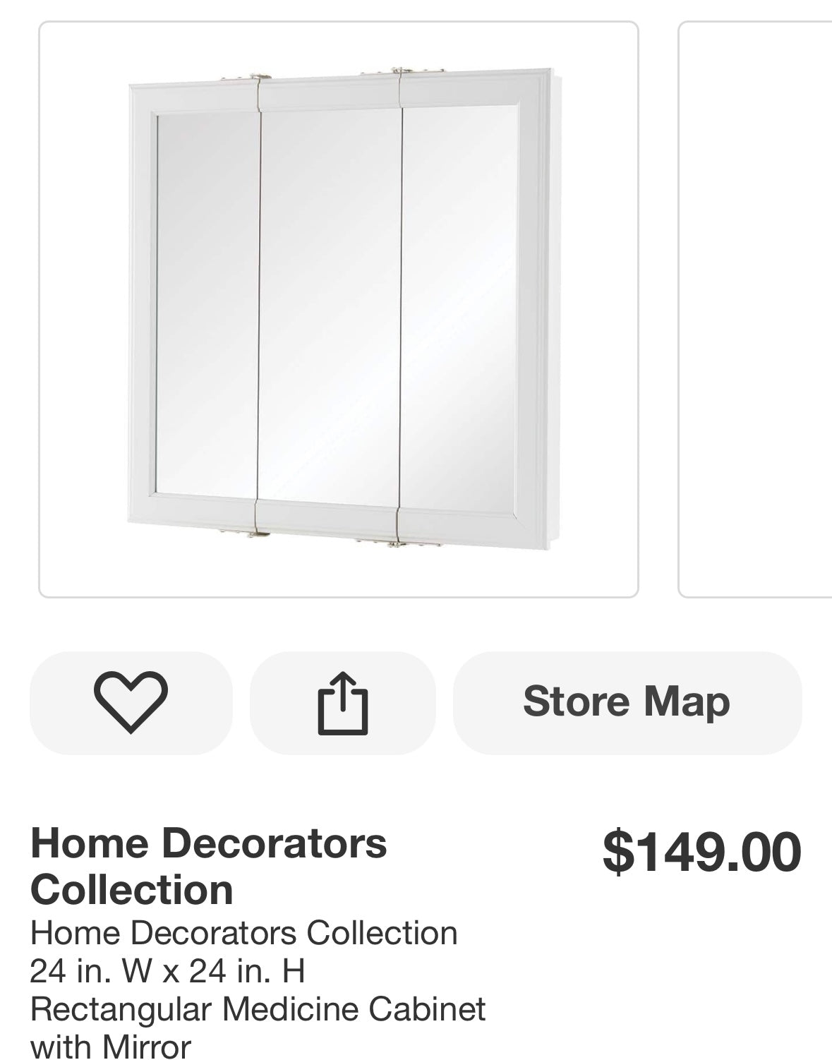 Home Decorators Collection
24 in. W x 24 in. H
Rectangular Medicine Cabinet with Mirror