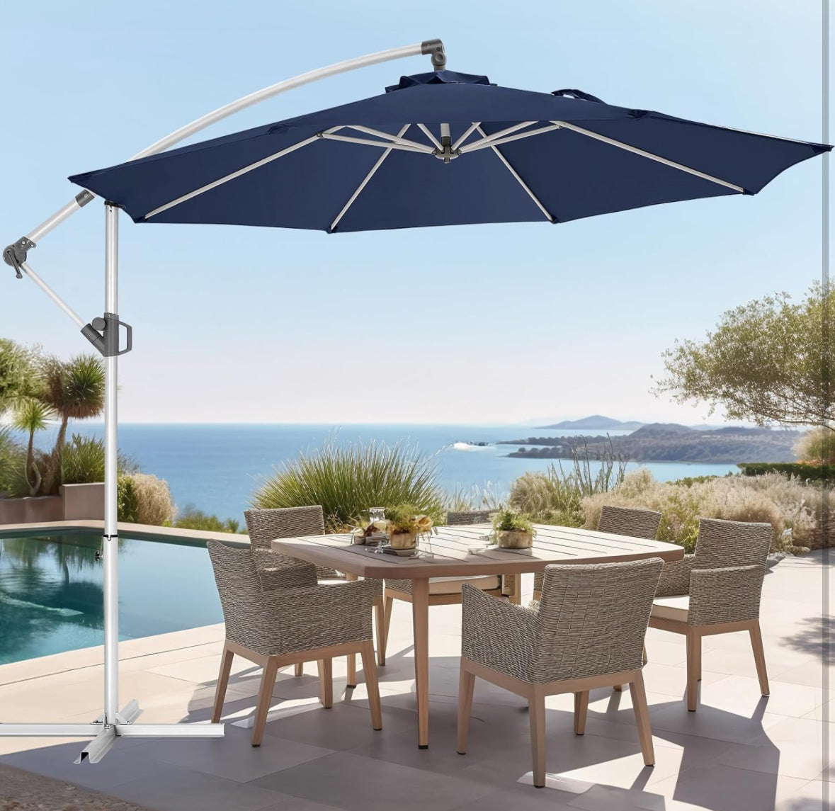 10ft Offset Patio Umbrella Navy Blue