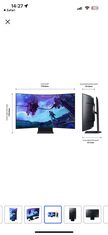 Samsung - Odyssey Ark 2nd Gen. 55" Curved 4K UHD Quantum Mini-LED FreeSync Prem Pro 1ms GTG