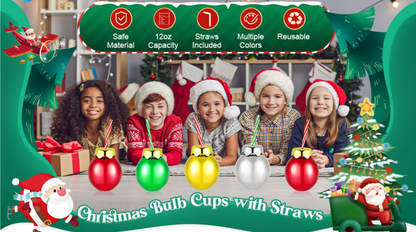 12oz Light Bulb Cups with Lids and Straws Reusable